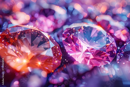 A mesmerizing array of magenta gemstones radiating vibrant hues of purple and light, capturing the essence of colorfulness in its most alluring form