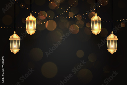 Ramadan, Eid al-Fitr, Islamic new year mosque background greeting card