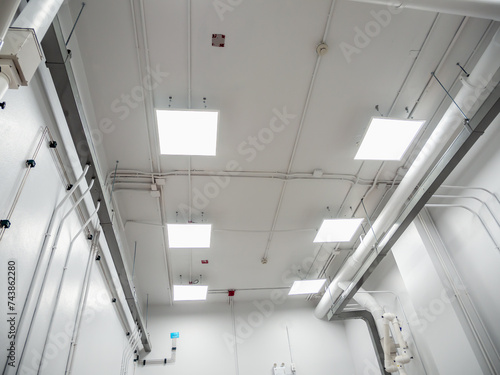 electricity wired system and lighting on the white ceiling