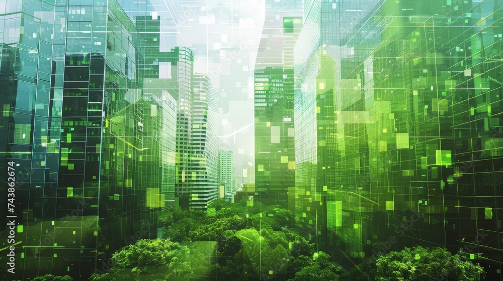 Urban development concept with modern buildings and green spaces abstract illustration background