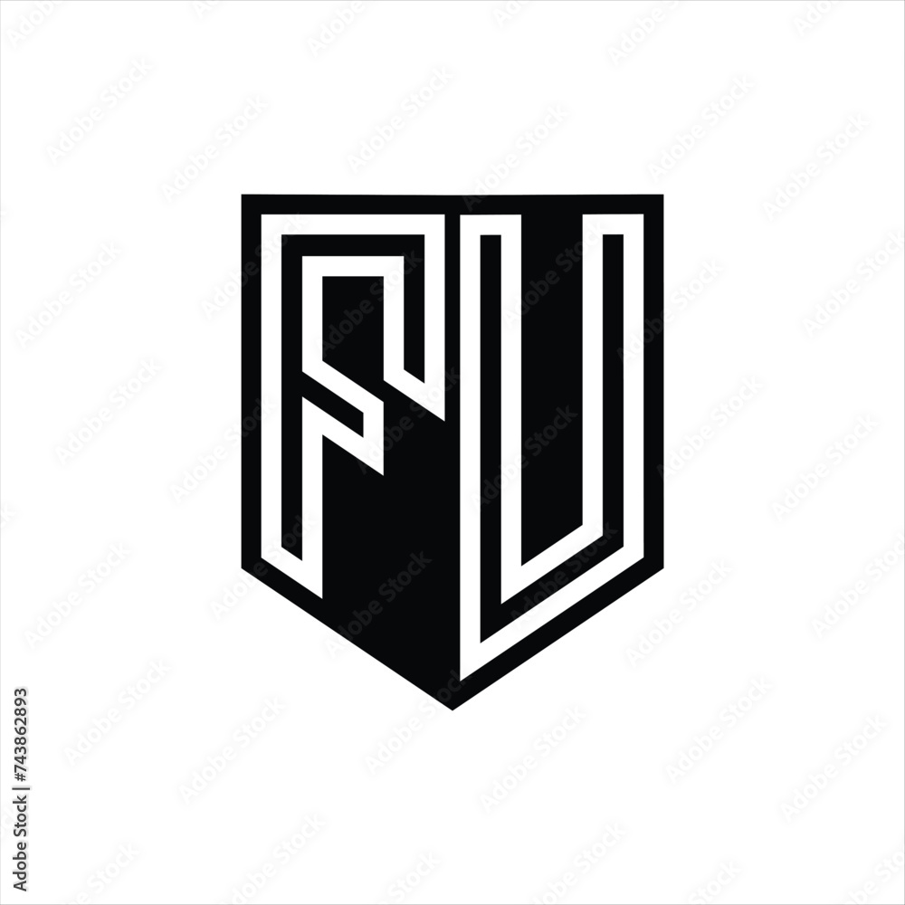 FU Letter Logo monogram shield geometric line inside shield design template FU Letter Logo monogram shield geometric line inside shield design template
