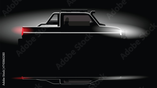 illustration vector design of silhouette car vehicle on black studio background