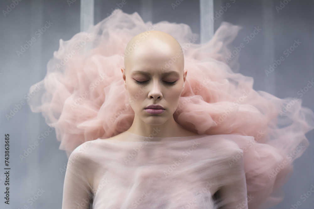 Portrait of a female cancer survivor patient created with generative AI technology