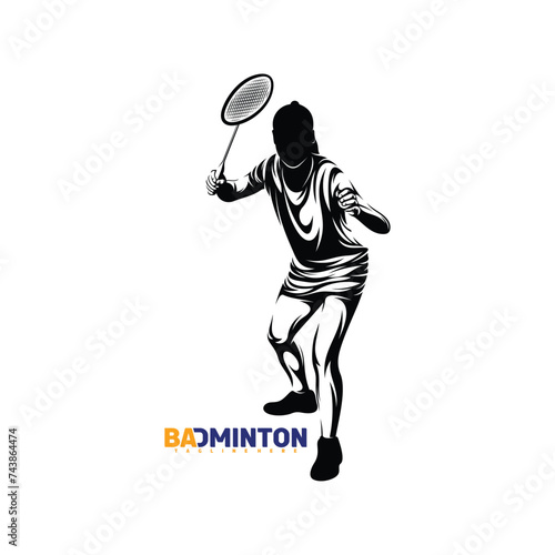Silhouette badminton player vector illustration design abstract