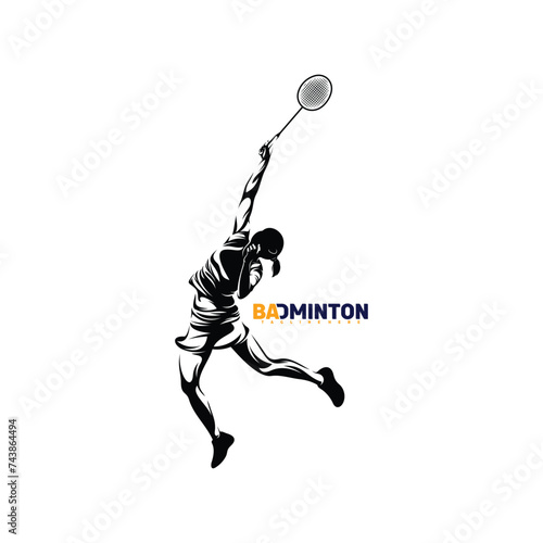 Silhouette badminton player vector illustration design abstract