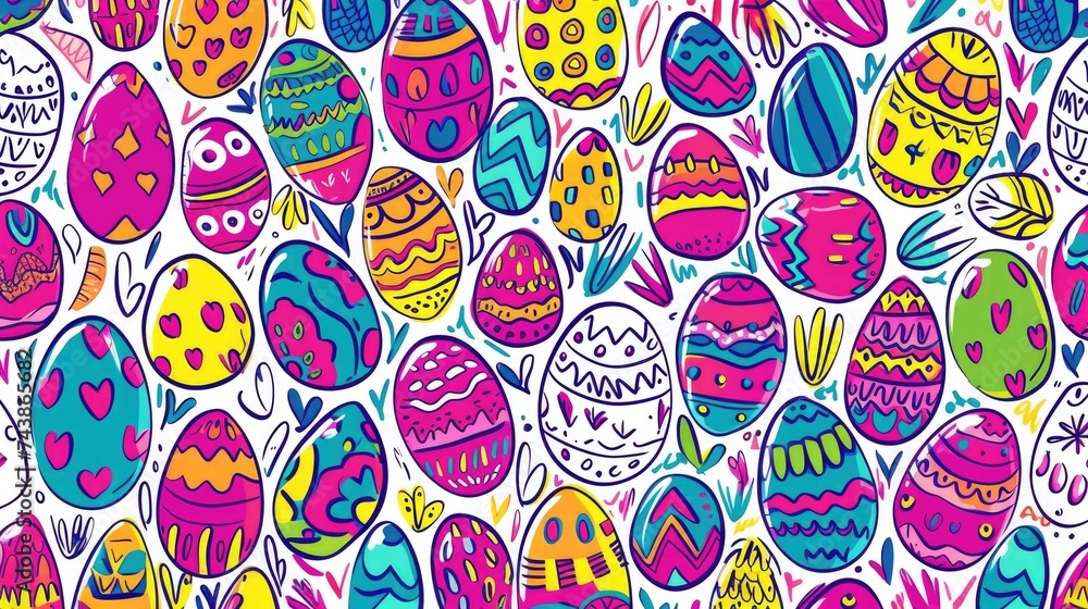 Easter egg illustration hand drawn colorful full background