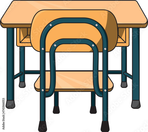 Pupitre mueble escolar moderno, ilustración vectorial estilo cartoon.