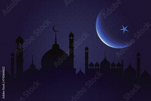 Ramadan, Eid al-Fitr, Islamic new year mosque background greeting card