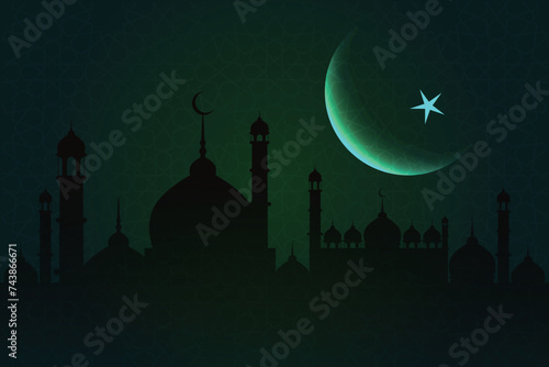Ramadan, Eid al-Fitr, Islamic new year mosque background greeting card