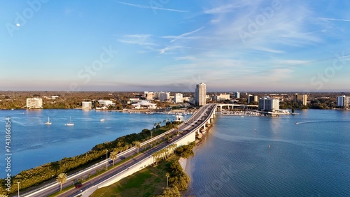 Drone photography of downtown Clearwater, aerial view