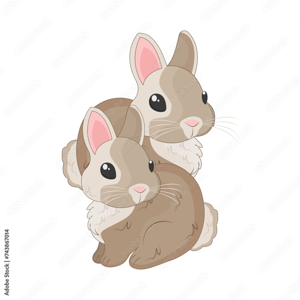 two rabbits illustration