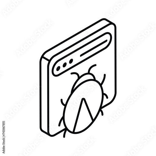 Bug on webpage showing concept isometric vector of malicious website