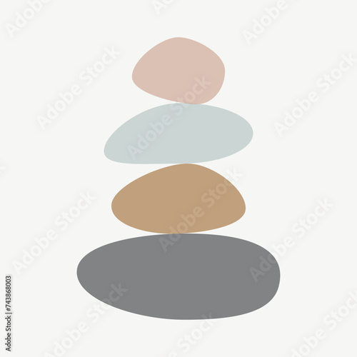 Balance icon. Harmony symbol. Stack of stones. Buddhism concept with white artboard.