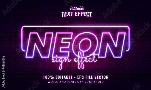neon light sign editable vector text effect	