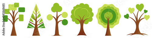 set of trees. simple vector tress collection. design elements.