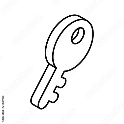 An isometric vector of access key, security key icon design