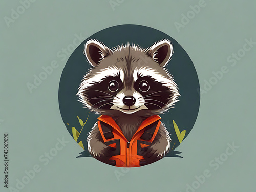 flat vector logo of raccoon , flat logo of raccoon , flat vector logo of cute raccoon,flat vector logo of raccoon, theflat logo of raccoon, flat vector logo of cute raccoon, Cute Racoon Illustration,  photo