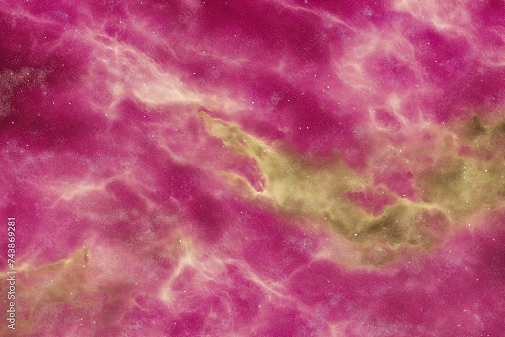 Abstract Cosmic Nebula Texture in Pink and Yellow Hues, Ethereal Space Background for Design and Creativity