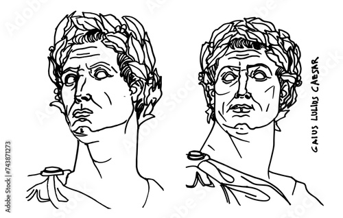 Julio cesar. Ilustración de escultura romana clásica de Cayo Julio César 