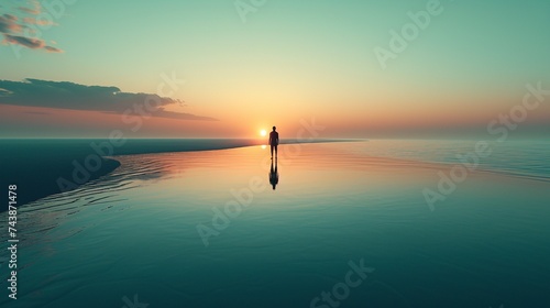 Serene Solitude: Minimalist Beach Sunset
