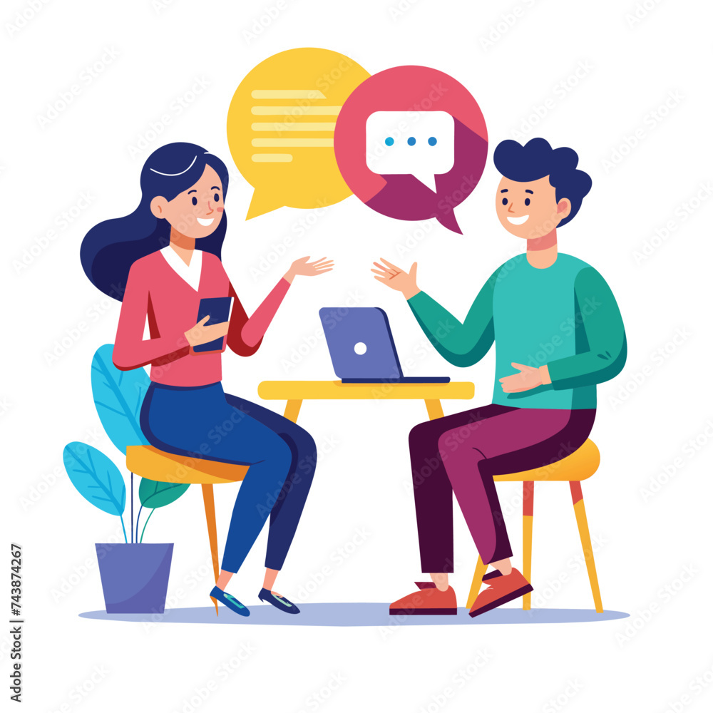 Flat Illustration Vector Of People Having a Discussion Flat Illustration Vector Of People Having a Discussion