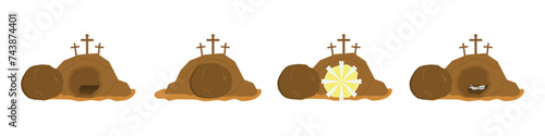 Tomb of Jesus icon. "Crucifix". Easter. Vector illustration on a white background.
