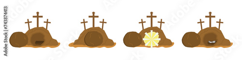 Tomb of Jesus icon. "Crucifix". Easter. Vector illustration on a white background.