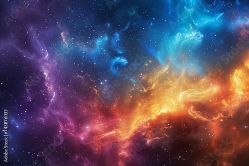 Galactic cloud nebula Mesmerizing space scene with stars and cosmic colors Universe exploration background