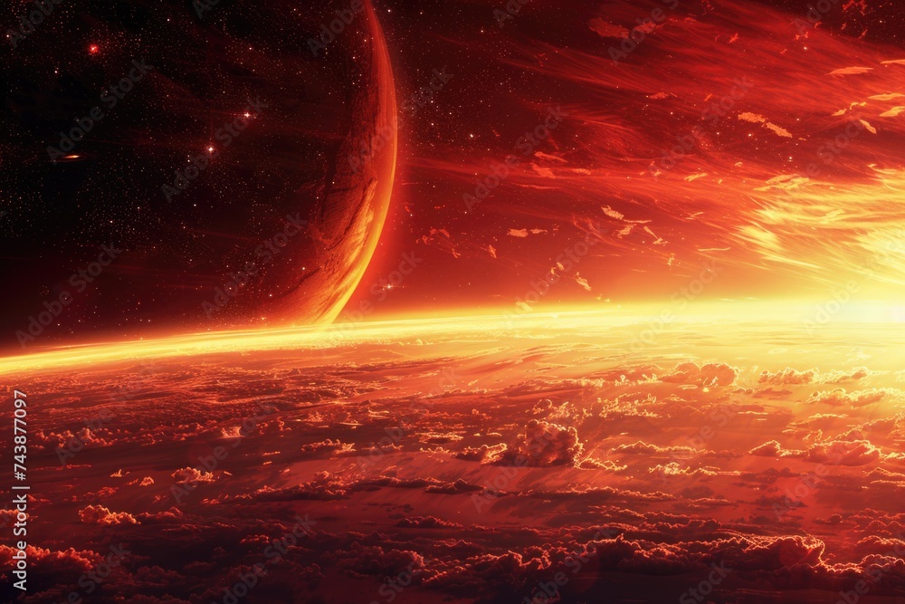 Red Sky   Elements of this Image Furnished by NASA