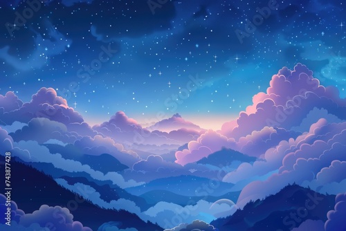 Space of night sky with cloud and stars.  Space of night sky with cloud and stars. © darshika