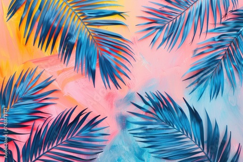 Colorful tropical palm leaves background for summer fashion concept.