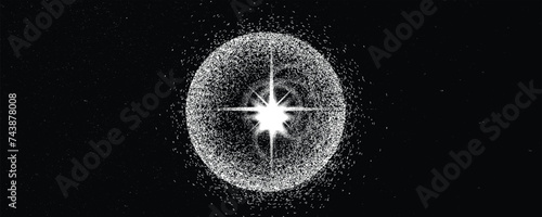 Sun explosion . Solar  x flare . Big eruption of plasma with magnetic loops . Exploding star in space. Solar flash of radiation on sun surface . Noise texture 