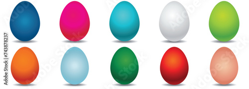 Colorful Easter eggs isolated on white background. Seasonal spring decoration element. Egg hunt game. Vector illustration.