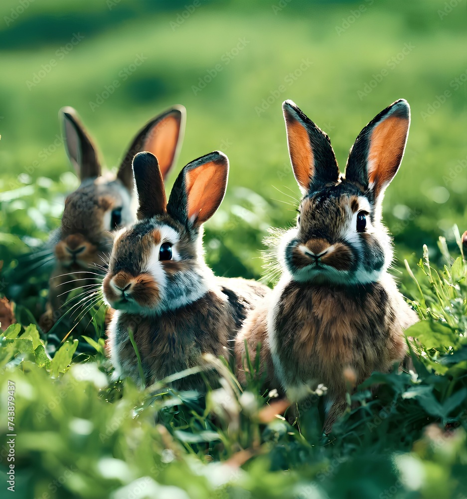 rabbits in the grass rabbits in the grass
