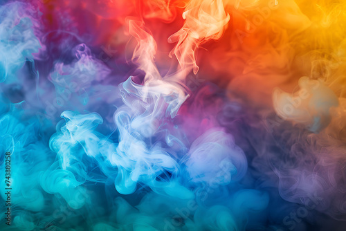 a rainbow colored smoke billowing in the style of pun photo