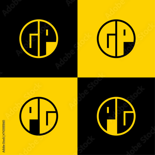 Simple GP and PG Letters Circle Logo Set, suitable for business with GP and PG initials
