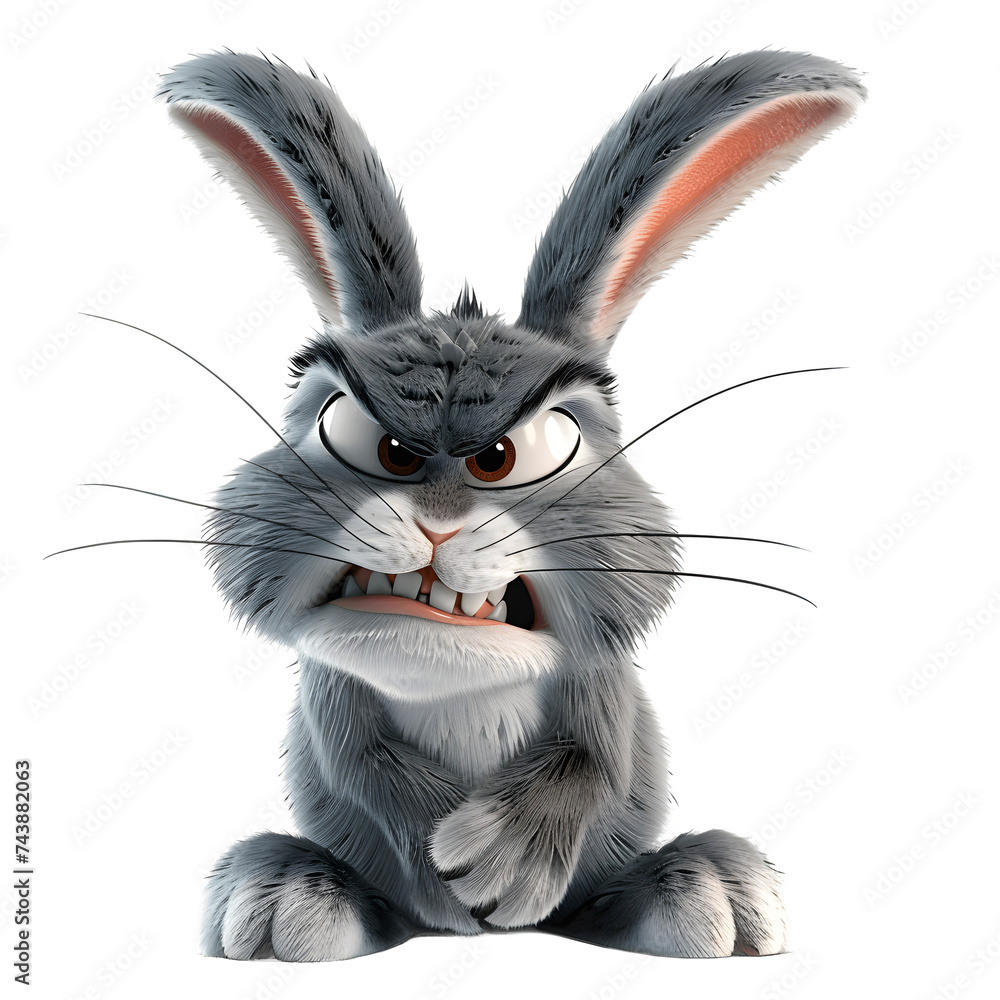 Mischievous rabbit with a sly grin and twitching nose. - obrazy, fototapety, plakaty 