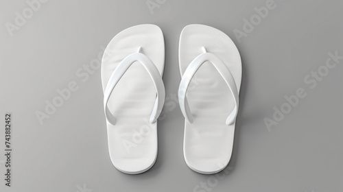 Blank white rubber sandal flip flop slippers template.