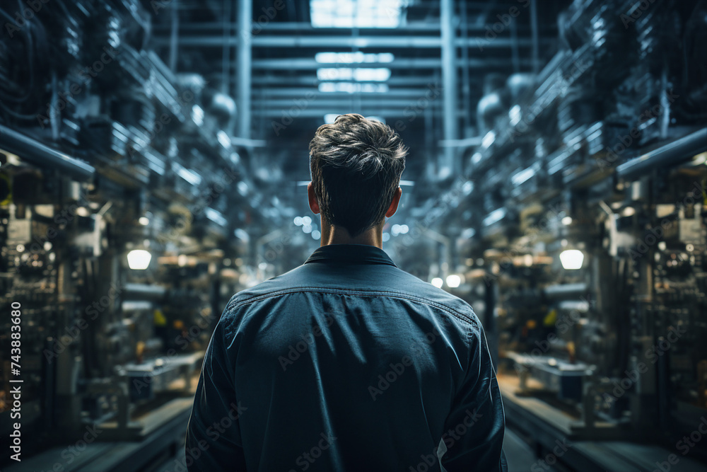 Experienced engineer in industrial uniform at big company enterprise Generative AI illustration Experienced engineer in industrial uniform at big company enterprise Generative AI illustration