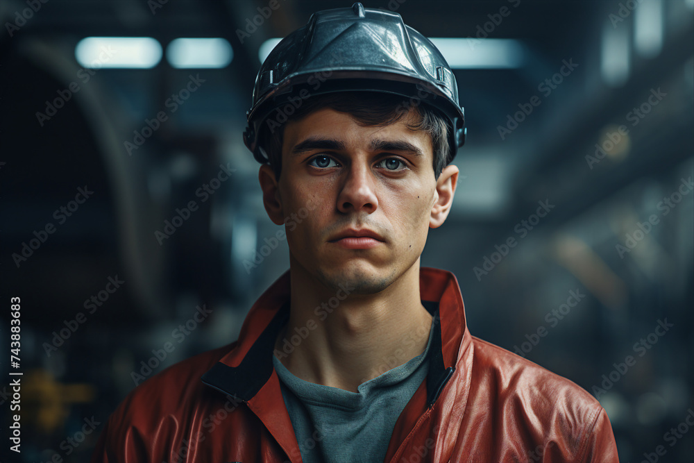 Experienced engineer in industrial uniform at big company enterprise Generative AI illustration Experienced engineer in industrial uniform at big company enterprise Generative AI illustration