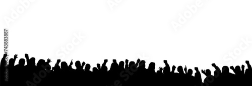 Silhouette of people protesting, a peaceful rally in support of the idea.