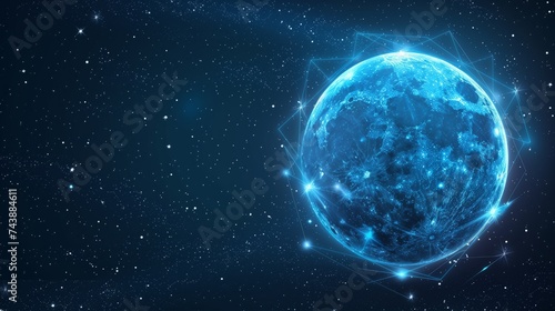 Abstract space galaxy cosmos blue moon background
