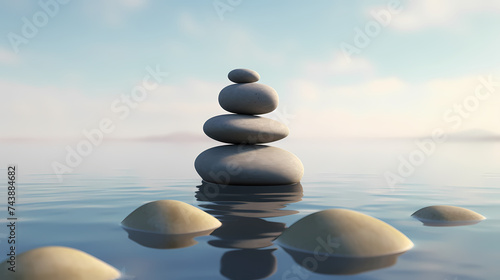 Rocks are piled up layer by layer against the background of the sea