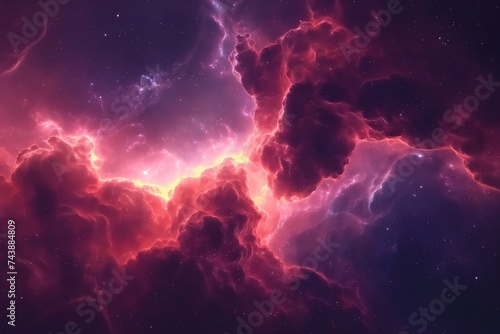 Vibrant Cosmic Nebula Wallpaper with Bright Colors and Stars for Background Use © Psykromia