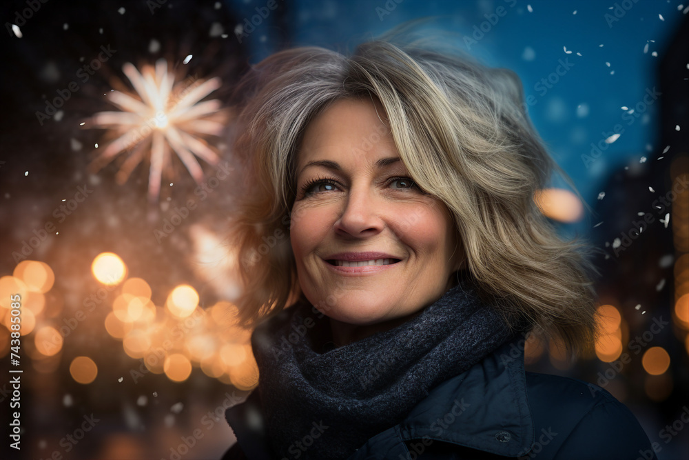 Fireworks show concept people watching admiring wonderful lights winter atmosphere Generative AI Fireworks show concept people watching admiring wonderful lights winter atmosphere Generative AI