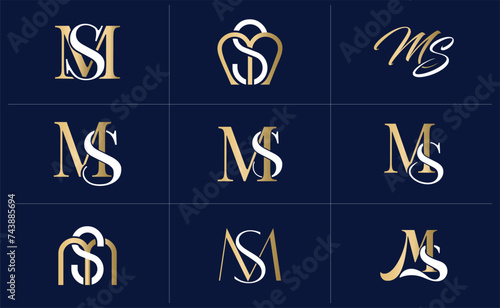 MS logo design, MS M S luxury Letter Logo Design, Letter MS Logo Template Vector
