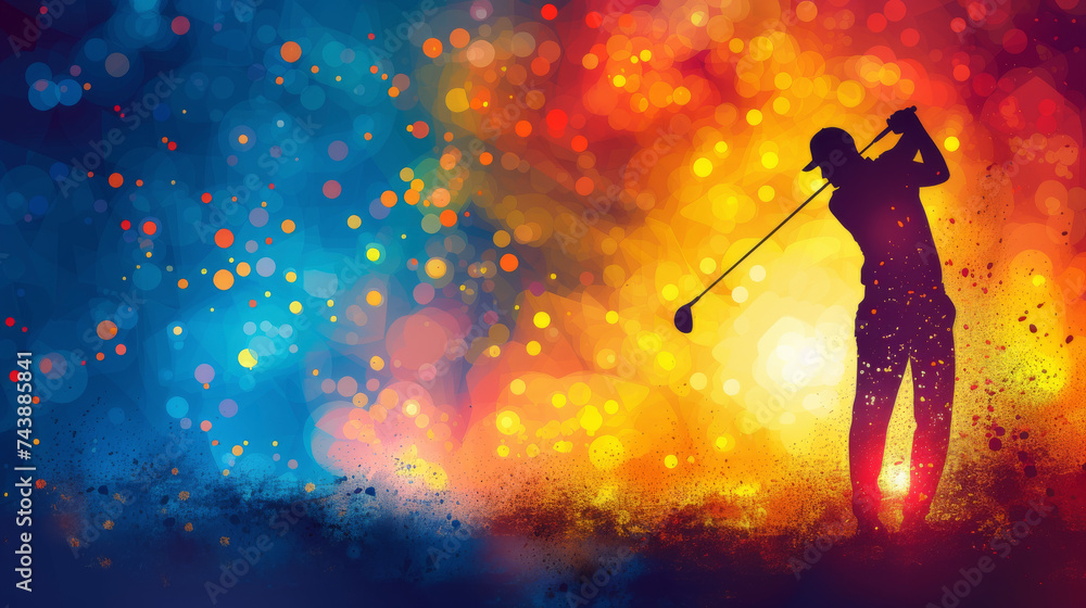 Golfer Silhouette showcasing his swing on Bright Background