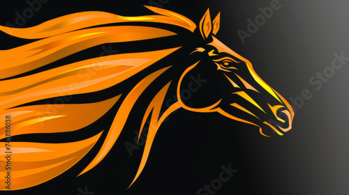 head of horse. black and orange icon 