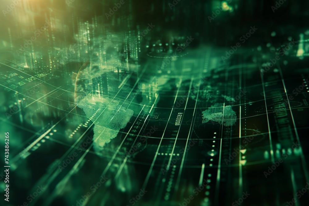 International banking and currency exchange are demonstrated through an abstract digital network of financial transactions. International banking and currency exchange are demonstrated through an abstract digital network of financial transactions.