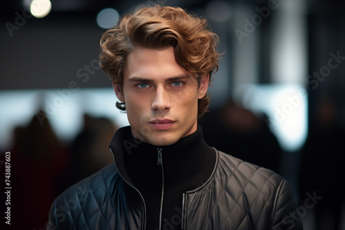Generative AI picture of High fashion show with beautiful young male female model in fine designers outfit Generative AI